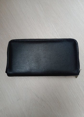 Siyah Nakışlı Deri Fermuarlı Kadın Cüzdanı - Görsel 2