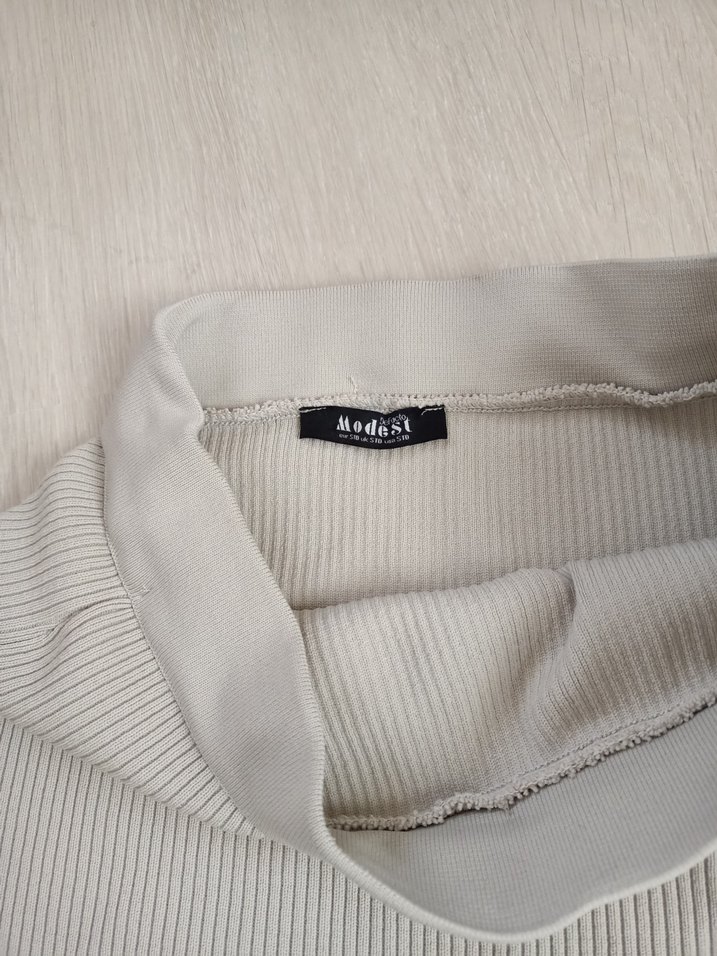 Kadın Bej Uzun triko Etek - Görsel 3