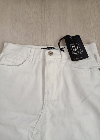 Beyaz Denim Mini Etek - Görsel 2