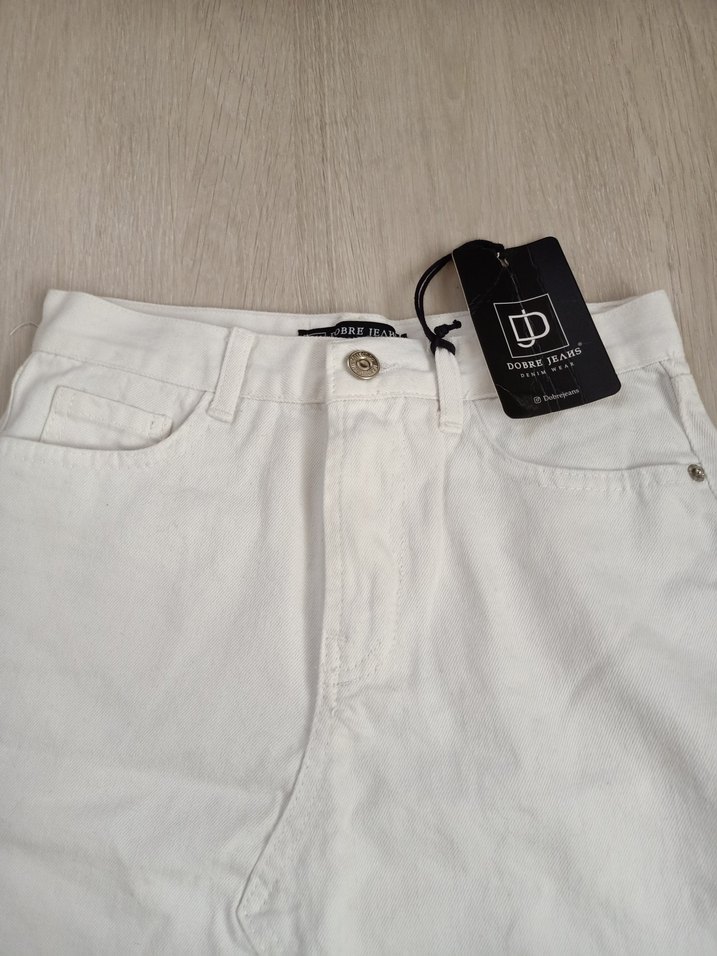 Beyaz Denim Mini Etek - Görsel 2