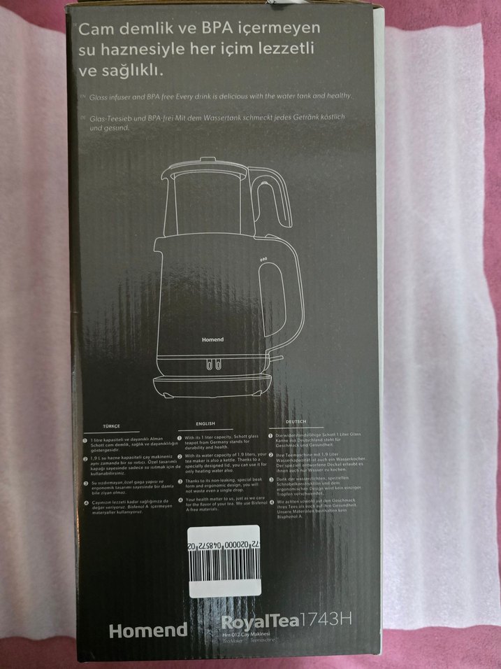 Homend RoyalTea Siyah Çay Makinesi Sıfır Kapalı Kutu - Görsel 2