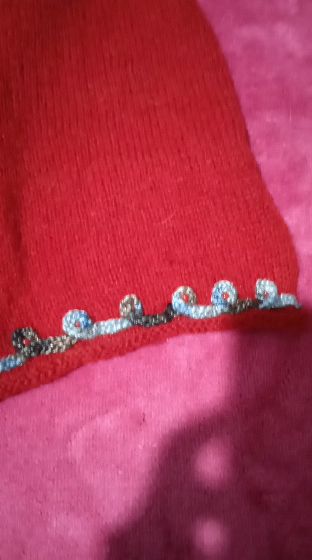 Kırmızı Örgü Kadın Atkı - Görsel 2