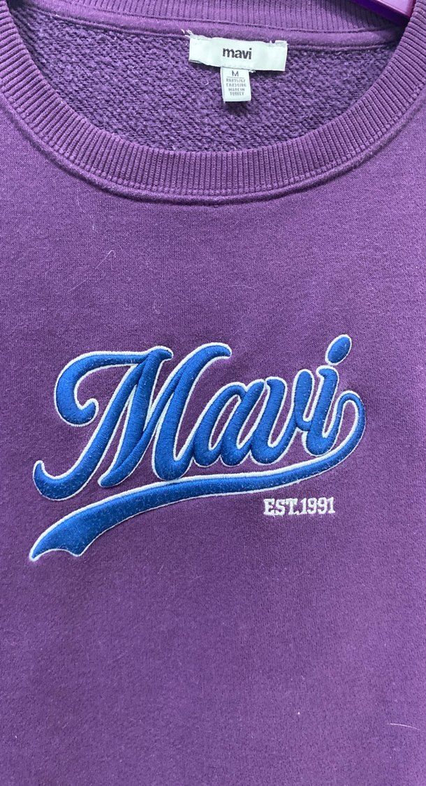 Mor Mavi Baskılı Kadın Sweatshirt - Görsel 3