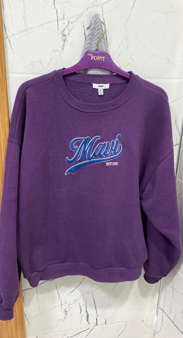 Mor Mavi Baskılı Kadın Sweatshirt - Görsel 4