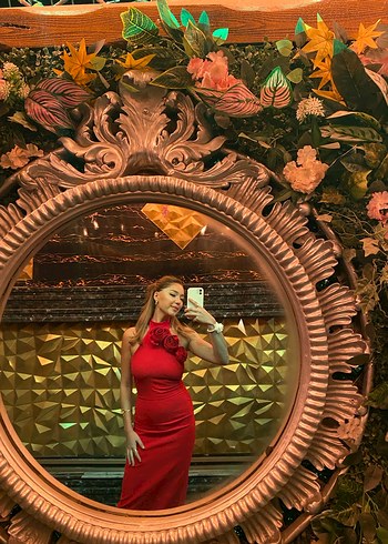 Kırmızı Drapeli Straplez Uzun Trendyol  Elbisesi - Görsel 2