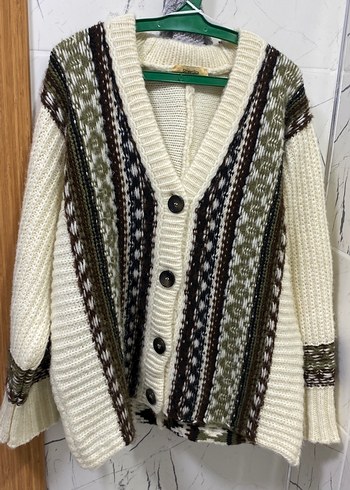 Bohem Tarz Gri Desenli Kadın Hırka - Görsel 2