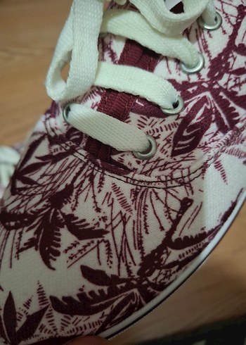 Bordo Desenli Bağcıklı Kadın Spor Ayakkabı - Görsel 6