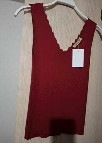 Bordo V Yaka Örme Kadın Atlet - Görsel 2