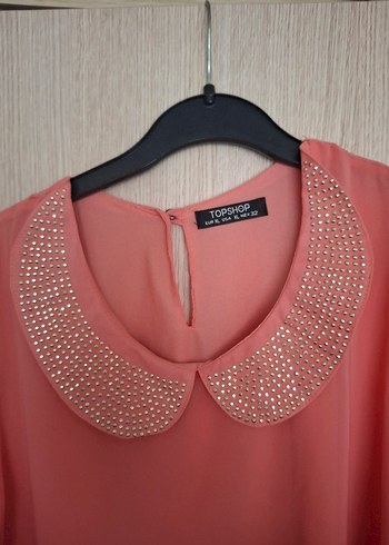 Nar Çiçeği Kolsuz Gömlek Yaka Bluz - Görsel 4