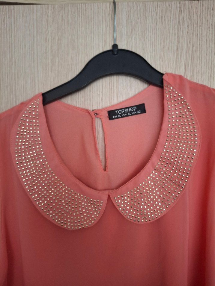 Nar Çiçeği Kolsuz Gömlek Yaka Bluz - Görsel 4