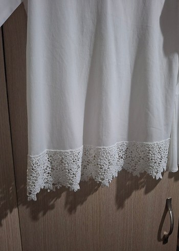 Dantel Detaylı Beyaz Bohem Uzun Kollu Kadın Bluz - Görsel 3