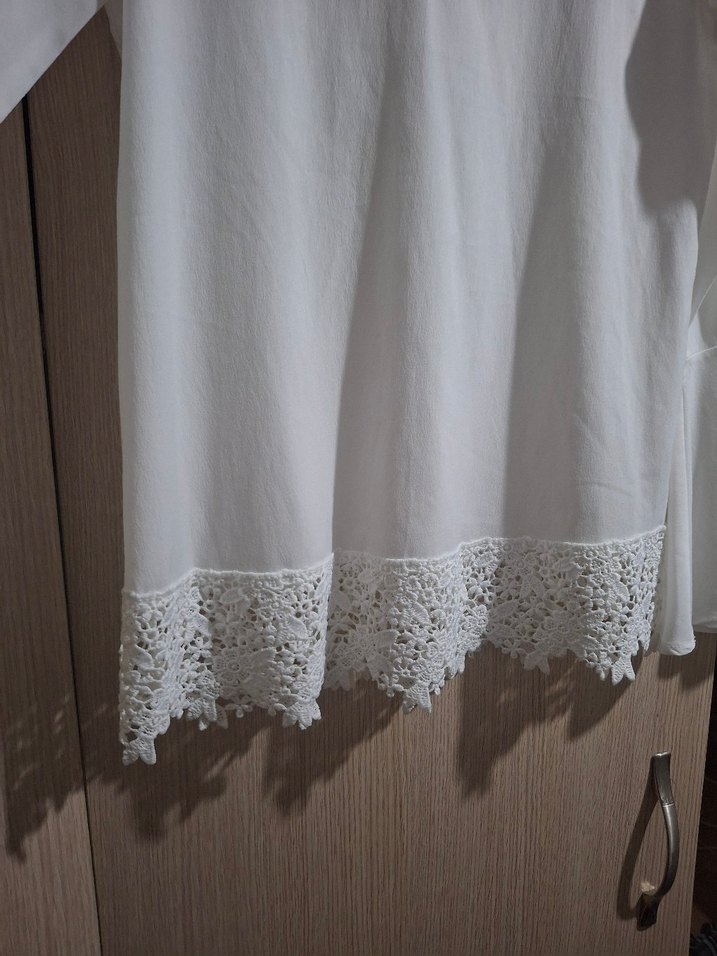Dantel Detaylı Beyaz Bohem Uzun Kollu Kadın Bluz - Görsel 3