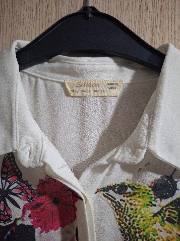 Baskılı Beyaz Kolsuz Gömlek - Görsel 3