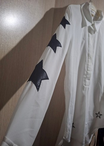 Kadın Beyaz Uzun Kollu Nakışlı Gömlek - Görsel 2