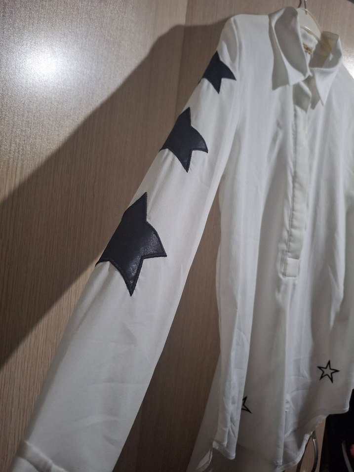 Kadın Beyaz Uzun Kollu Nakışlı Gömlek - Görsel 2