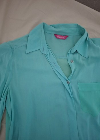 Turkuaz Kadın Uzun Kollu Gömlek - Görsel 2