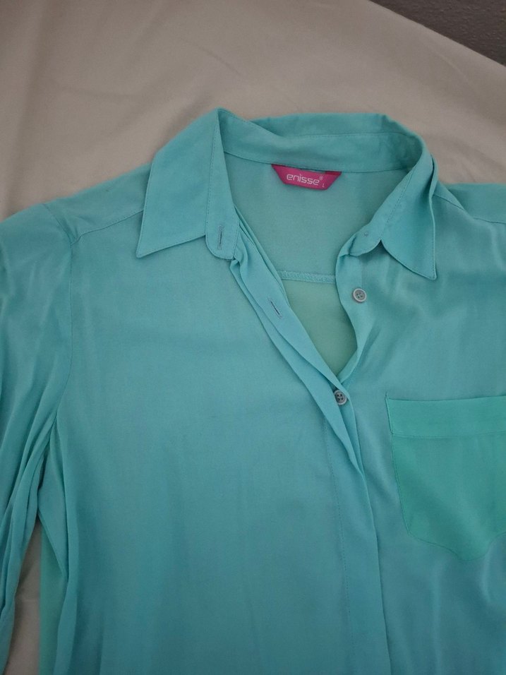 Turkuaz Kadın Uzun Kollu Gömlek - Görsel 2