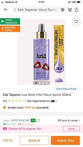 Eda Taşpınar Eda taşpınar lust body mist 