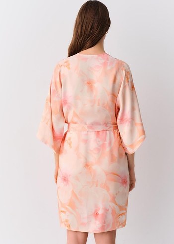 Pembe Bağlamalı Midi Kadın Sabahlık Kimona olarak kullanabilir - Görsel 2