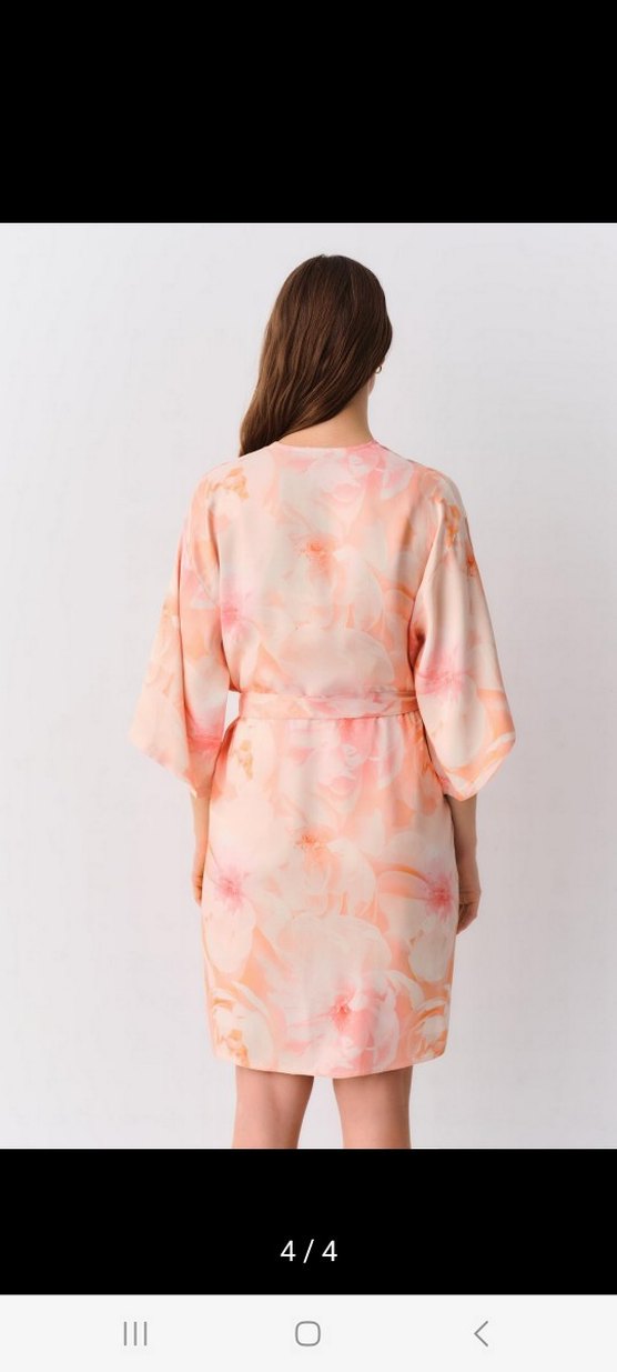 Pembe Bağlamalı Midi Kadın Sabahlık Kimona olarak kullanabilir - Görsel 2