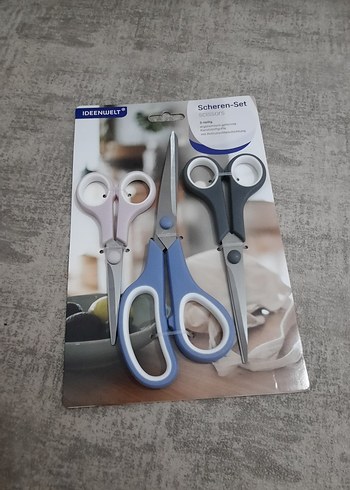 IDEENWELT 3'lü Makas Seti Gri Tonlarında - Görsel 3