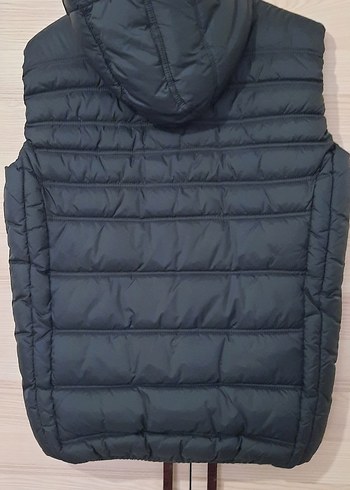 Haki renk Kapüşonlu Fermuarlı Erkek Yelek - Görsel 2