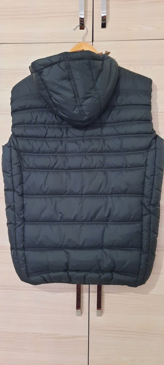 Haki renk Kapüşonlu Fermuarlı Erkek Yelek - Görsel 2