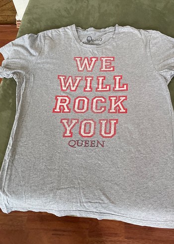 Queen We will rock you Gri Baskılı erkek Tişörtü