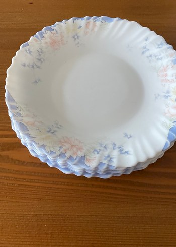 Arcopal Mavi Çiçek Desenli servis Tabağı Seti