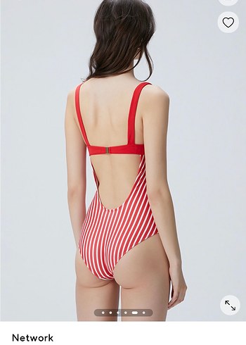 Çizgili Kırmızı Kadın Mayo - Görsel 2
