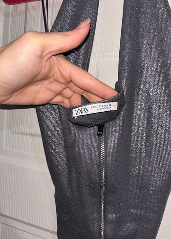 Siyah Parlak Fermuarlı Bluz - Görsel 3