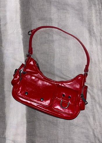 Kırmızı Deri Kadın Omuz Çantası - Görsel 3