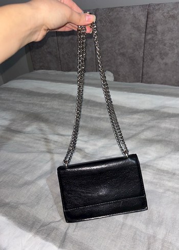 Zincir Detaylı Siyah Deri Kadın Çanta - Görsel 2