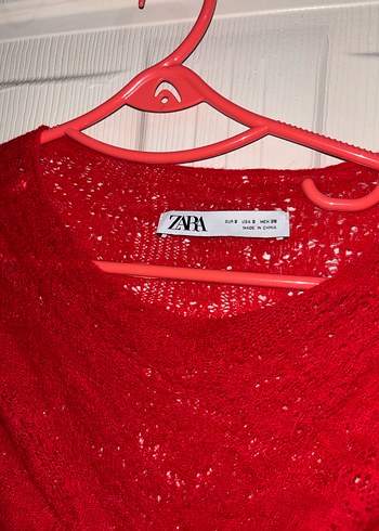 Kırmızı Parlak Triko Kadın Kazak - Görsel 3