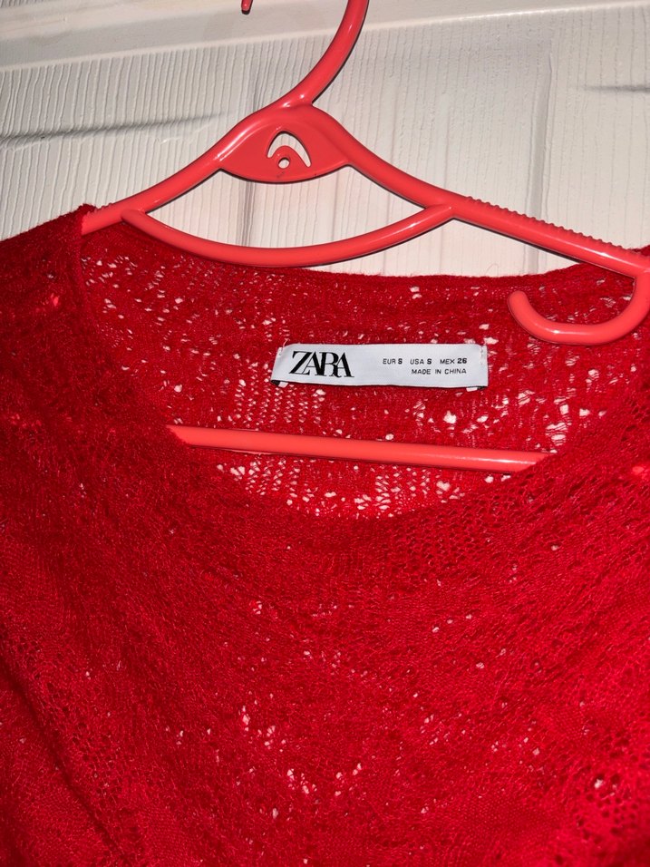 Kırmızı Parlak Triko Kadın Kazak - Görsel 3