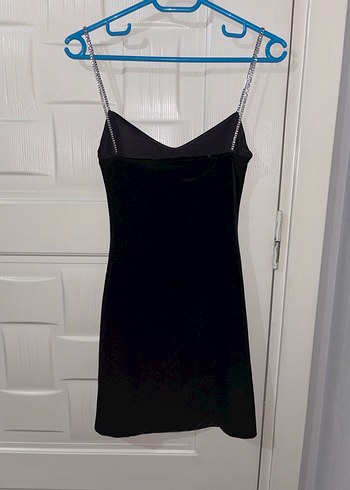 Siyah Drapeli V Yaka Midi Gece Elbisesi - Görsel 2