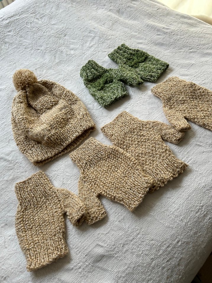 Bej Bohem Örgü Bere ve Eldiven Seti - Görsel 2