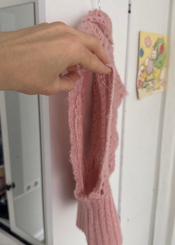 Kız Çocuk Pembe Örgü Bolero - Görsel 4