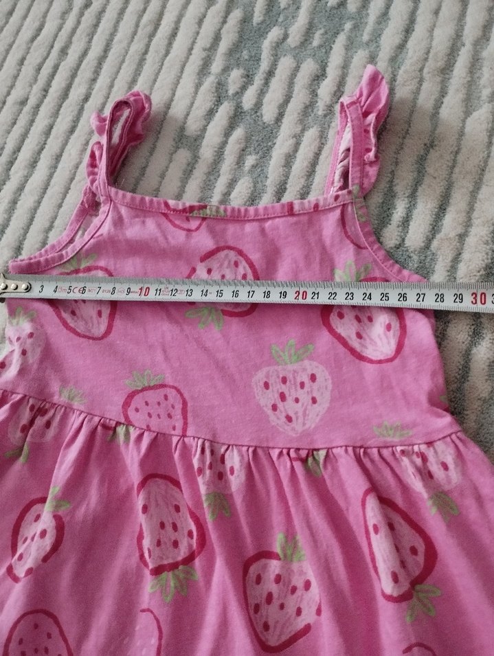 Kız Çocuk Pembe Çilek Desenli Elbise - Görsel 3