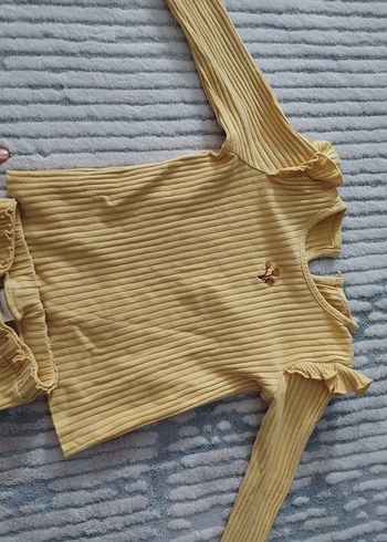 3 Yaş Beden Sarı Piliseli Bebek Kız Takımı Uzun Kollu