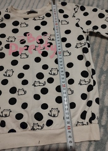 Beyaz Puantiyeli Kız Sweatshirt - Görsel 5