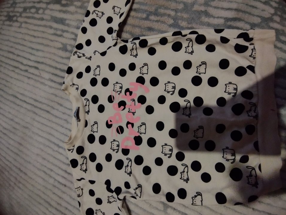 Beyaz Puantiyeli Kız Sweatshirt - Görsel 2