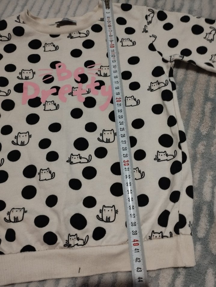 Beyaz Puantiyeli Kız Sweatshirt - Görsel 5