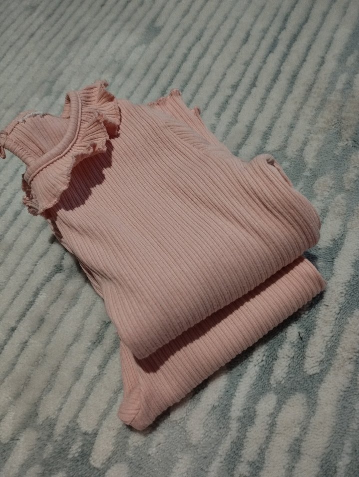 Pembe Düğmeli Bebek Kız Takımı - Görsel 2