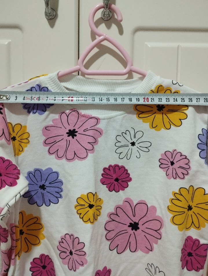 Çiçek Desenli Renkli Kız Sweatshirt - Görsel 3