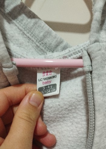 4 Yaş Beden gri Renk Kız Çocuk Gri Fermuarlı Sweatshirt