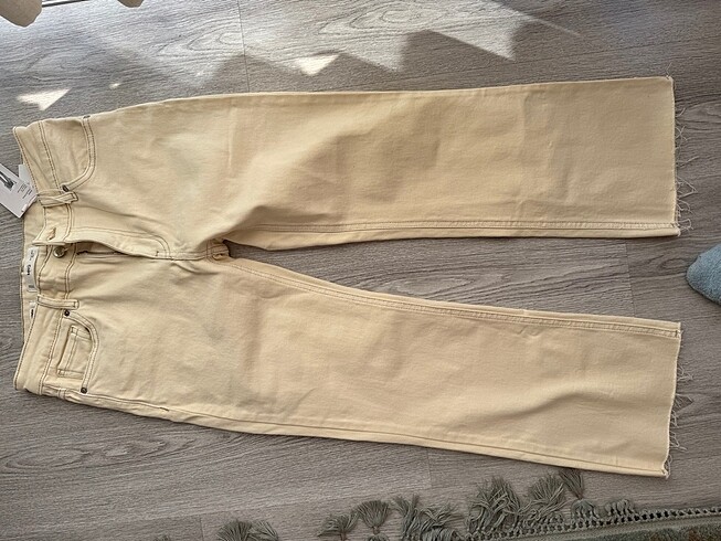 40 Beden ten rengi Renk Mango krem jean