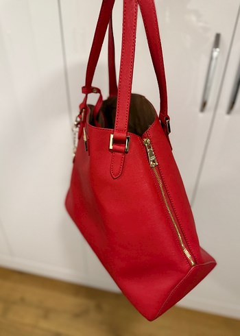 DKNY DKNY Klasik Kırmızı Deri Kadın Çanta