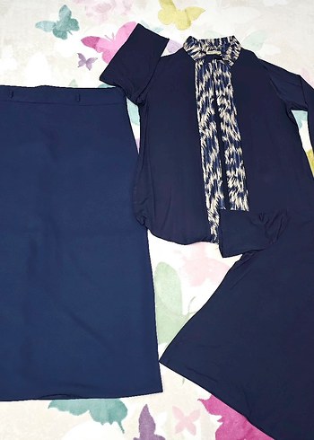 Kadın 3lü Takım Lacivert Yeni 52 L beden - Görsel 9