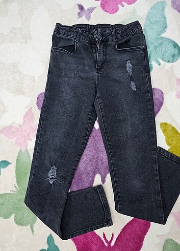 Kız Çocuk Koyu Gri Jean Pantolon 9 10